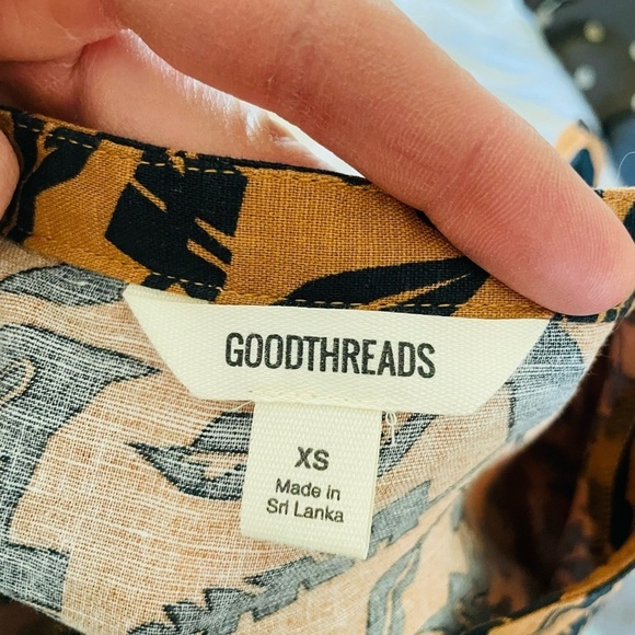 Goodthreads Brown Black Leaf Print Ruffle Mini Dress - Picture 9 of 9